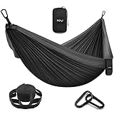 Flutial Camping Hammock Double & Single Portable Hammock with Tree Straps, Lightweight Nylon Parachute Hammocks for Indoor Outdoor Backpacking, Travel, Hiking