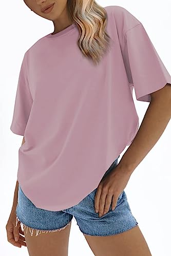ATHMILE Womens Oversized T Shirts Loose Fit Crewneck Short Sleeve Tops Summer Casual Blouse 2025 Y2K Basic Tee Beach2
