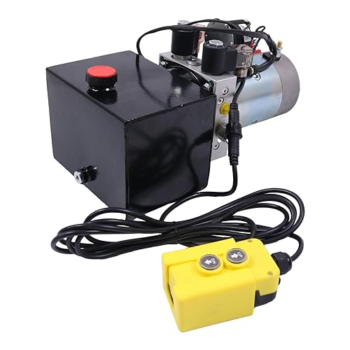 Image of HOLDWELL 12V 4 Quart Hydraulic Pump Double Acting Hydraulic Pump Unit with Steel Oil Tank Compatible with Dump Trailer Car Lifting