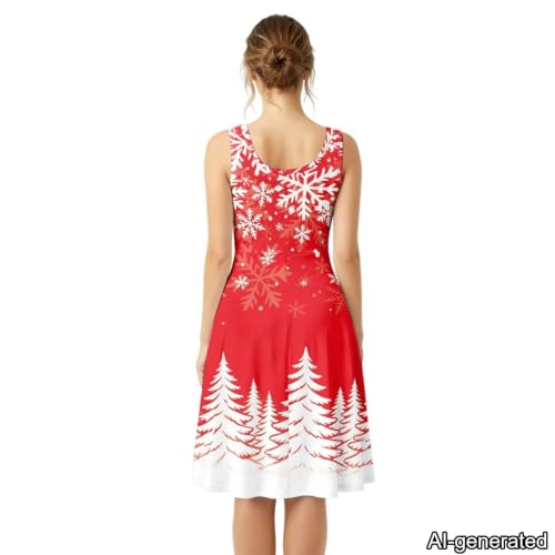 Image of Dreaweet Casual Sleeveless Dresses for Women Girls, Round Neck Tank Dresses with Pockets Summer Sundress Size XS-4XL