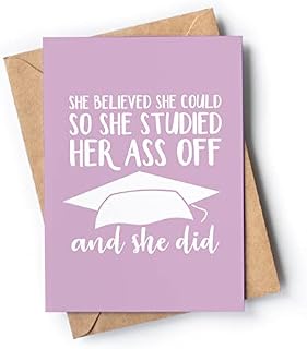 Funny and original graduation card for her with envelope | Inspirational card for women from mom, dad, friend Fun and empowering present for graduation day.