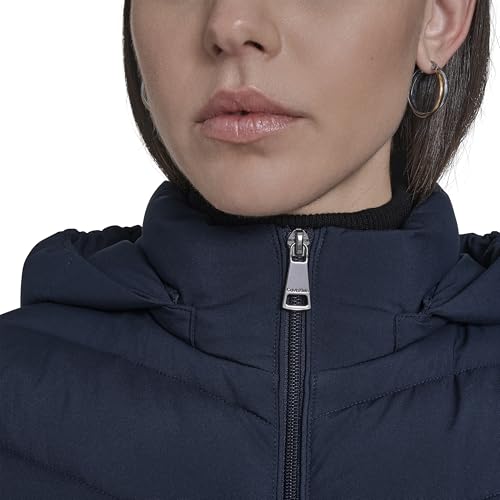 Calvin Klein Women's Lightweight Hooded Puffer Vest – Quilted Stretch Winter Outerwear with Zipper Pockets, Navy, S by Calvin Klein - Used condition - Image 2