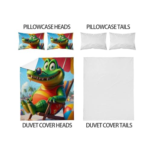 Parure de lit crocodile en microfibre de qualité supérieure avec impression 3D nette - 4