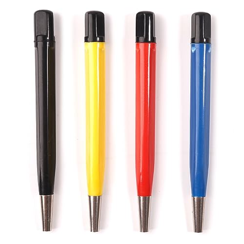 XISAOK Scratch Brush Pen Set Fiber-Glass Steel Brass Nylon Pen Pre-p Sanding Brush 4-Pack for Rust Jewelry Tool