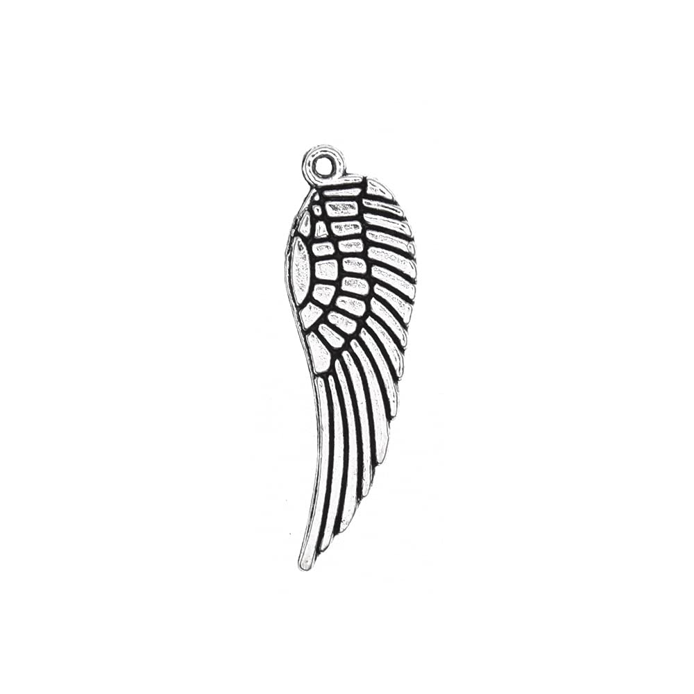 VIDRIO Pack of 80 Angel Wings Charms Pendants Silver Craft Supplies for Jewelry Making Tibetan Accessories for Bracelets Necklace DIY