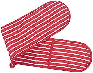 ZIMEL HOMES-Butcher Stripe Double Oven Gloves, Durable Cotton With Heat-resistant Lining Quilted Cooking Pot Holder Heat Resistant (Red/white) One Size Fits All