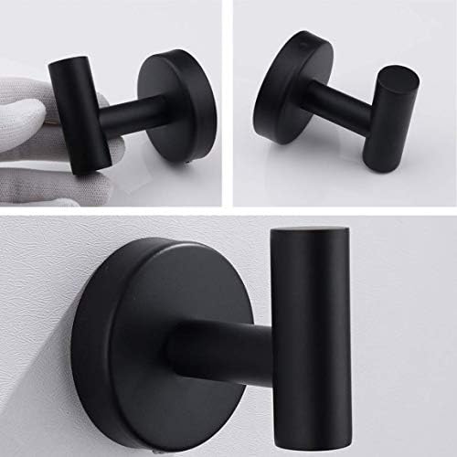 Flybath Coat Hook SUS 304 Stainless Steel Bathroom Towel Robe Hook Shower Kitchen Hanging Hooks Wall Mounted, Matt Black - 2 Pack