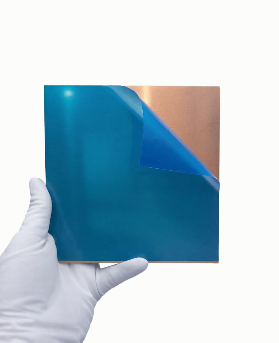 5 Pack 6"x6" C110 Copper Sheets (0.5mm) Thick,Double Side Protective Film | Copper Plates for DIY, Plate Mill, Electrical, Repair