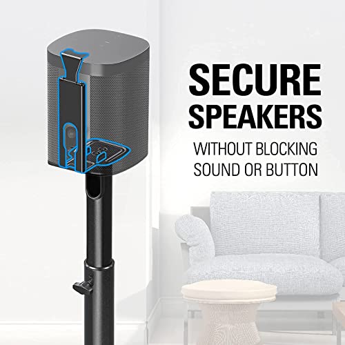 Mounting Dream Md5401 Speaker Stands Pair Bookself Rear Speaker Floor Stands Extendable 11Lbs Loading, Md5411 Single Speak Stand For Sonos One, One Sl, Play:1, Height Adjustable 39.6"- 48.3" #TOP4