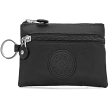Coin Purse Change Pouch for Women 2 Layers Zipper Oxford Cloth Waterproof Purse Black