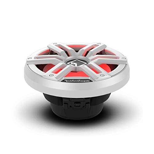 Image of Rockford Fosgate M2D4-10I Color Optix 10 inch DVC 4-Ohm Infinite Baffle Multicolor LED Lighted Marine Subwoofer - White /Stainless