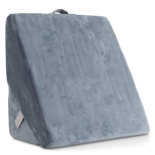 Made Medical Bed Wedge Pillow for Sleeping - 7 in 1 Folding Memory Foam Cushion, Body Positioner, Back Support for Surgery, Acid Reflux, Anti Snoring - Grey