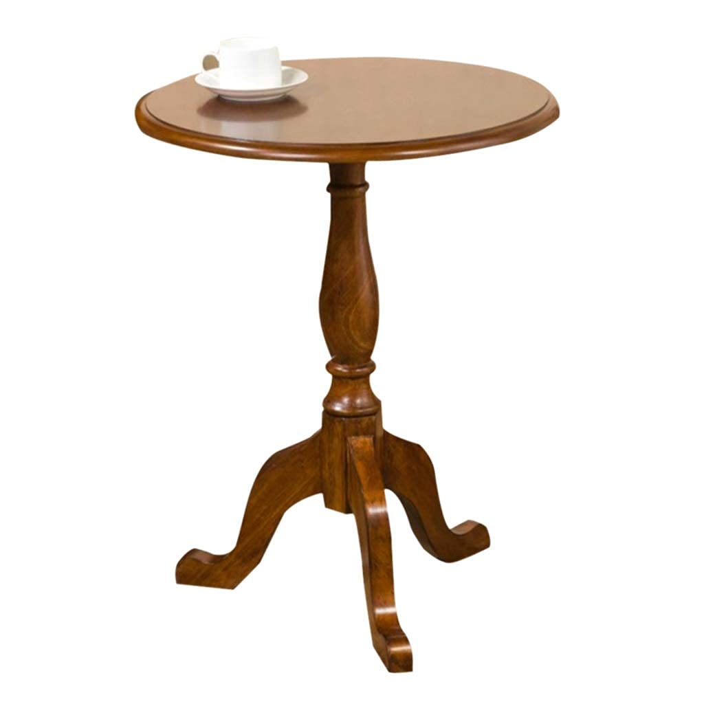 Table petite ronde élégante style noyer finitions soignées pour chambre