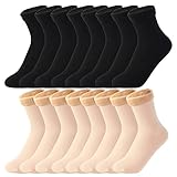 CWENROU Damensocken - Damen Winter Dicke Socken, Mode 8 Paar Damen Thermosocken, Winter Dicker Samt Mischfarben Pack Elastisch Weich Warm Freizeit Home Bodensocken, 3,8 Paar