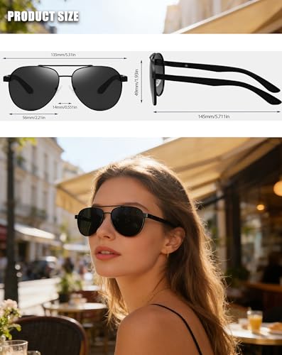Image of Joopin Polarized Aviator Sunglasses for Men Women Double Bridge Sun Glasses UV Protection Teardrop Shades Sunnies