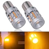 Eluseastar S25 PY21W BAU15S 7507 LED Bulbs Amber Built in Resistor Anti Hyper Flashing Turn Signal Light Extremely Bright Blinker, 2 Pack
