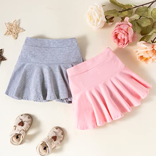 Dieray Toddler Baby Girl Shorts Skirts 18-24 Months 2 Pack Flared Plain Pleated Skater Skirt Sport Skort #TOP1