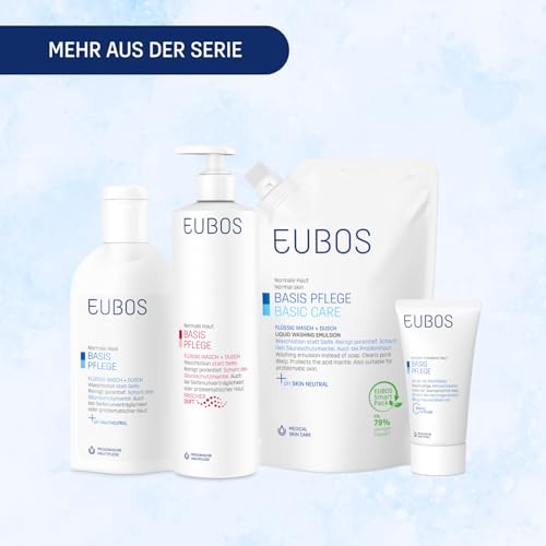 EUBOS BASIS PFLEGE | Fest Waschstück | Sanfte Reinigung für trockene Haut | Ohne Parfüm | Gegen unreine Haut | Seifenfrei & mild | pH-hautneutral | Hautverträglichkeit dermatologisch bestätigt | 125g