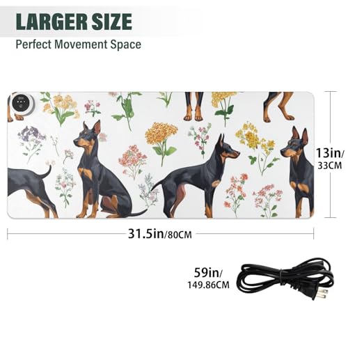Tapis de souris chauffant grand format 80 x 33 cm tapis bureau chaud