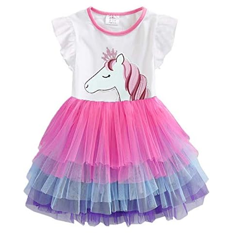 VIKITA Vestido Bordado Mariposa Algodón Tulle Tutu Sin Mangas Verano Niñas 4-5 años Cover