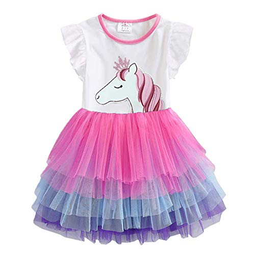VIKITA Mädchen Kleider Sommerkleid Blume Baumwolle Lässige Kinderkleidung Gr.92-128 Sh4590 5T