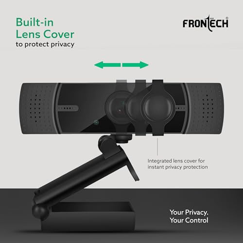 Image of Frontech E-CAM 4K Ultra HD Webcam | 2160P 30FPS | 90 Wide Angle | Privacy Lens Cover | Built-in Mic | USB Plug & Play (FT-2257)