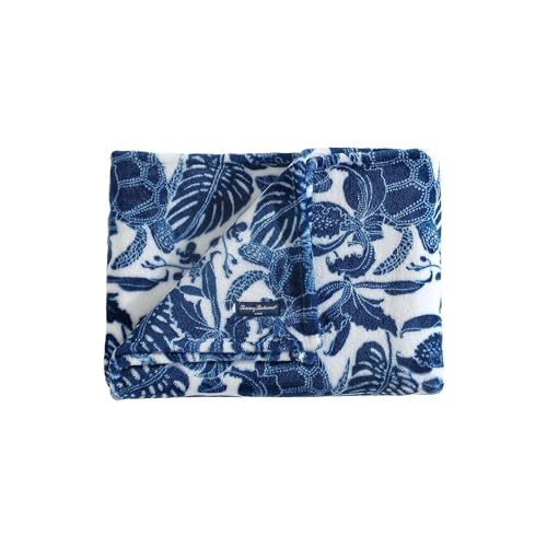 Tommy Bahama - Throw Blanket Plush Fleece Bedding with Ultra-Soft Cozy Feel Tropical Blanket for Bed or Couch (Turtle Bay Blue 50 x 70)