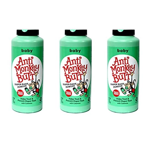 Anti Monkey Butt Baby Powder with Calamine | Prevents Diaper Rash and Absorbs Moisture | Talc Free | 6 Ounces | Pack of 3