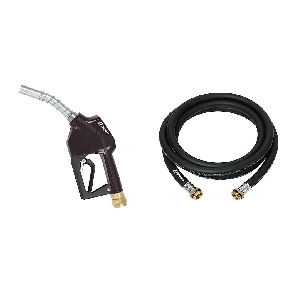 Ribitech - Pistola de Gasolina automática con la Racor Giratorio, machihembrada, código PRPG122 & Tubo gasóleo de Goma 4 m + Conectores