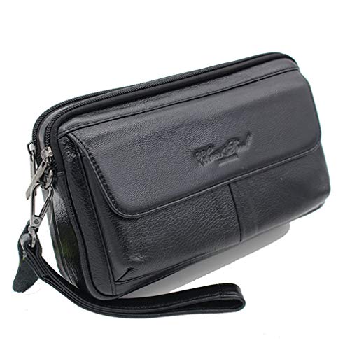 Leder-Clutch-Tasche Handgelenk-Geldbörse für Männer Frauen Reisen Outdoor Business Organizer Wristlet Strap Pouch Coin Money Wallet Handtasche Mehrzweck-Handyhalter Daypack – Bild 3