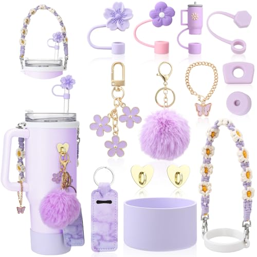 XLSXEXCL 14 Pcs Cup Accessories Set Compatible with Stanley Purple