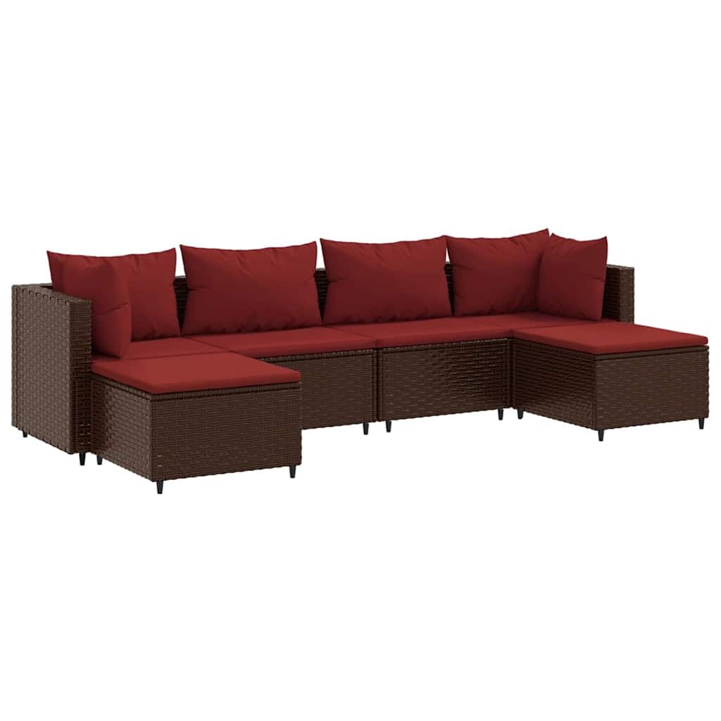 vidaXL Set Muebles de jardín 6 Piezas y Cojines ratán sintético marrón, Juego de sofás de jardín, Juego de salón de jardín, Juego de sofá esquinero de jardín