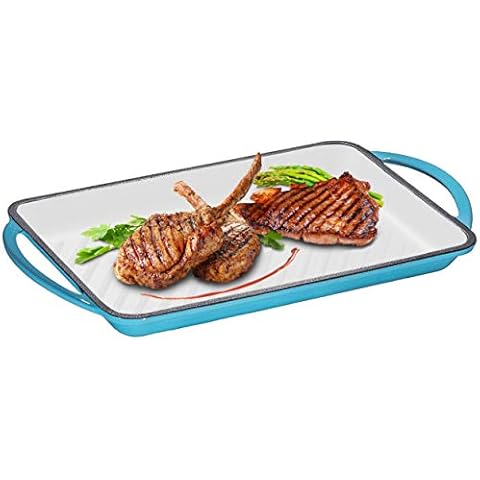 Bruntmor Enameled Cast-Iron Rectangular Grill Pan Cover