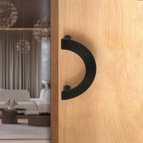 Image of HARMONUS 8-inches Round Shape Glass Door Handles for Main Door, Black Door Handles, Wardrobe Handles, Handles for Glass Doors,Glass Door Pull Handle (Pack of 1 Set,HI-618 Black Finish)