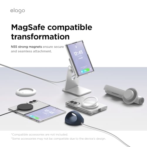 Image of elago Magnetic Clear Case for Samsung Galaxy Z Fold 8 Case | Compatible with MagSafe Charger, Strong Magnetic Power, Premium PC, Shockproof Bumper, Protective Cover (Magnetic Clear)