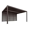 PURPLE LEAF Outdoor 10' × 16' Louvered Pergola with 16FT Detachable Louver Wall Patio Adjustable Aluminum Canopy Retractable Metal Roof for Deck Outside Backyard Hardtop Gazebo Sun Shade