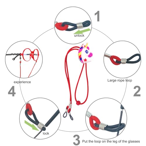 Eyeglasstor 10 peças de alça de óculos infantil ajustável, cordão antiderrapante para meninas, óculo