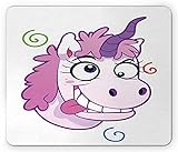 Paket enthalten: 1 * Mauspad. Lustiges Mauspad, verrücktes Einhorn mit glücklichem Gesicht Mädchen Kinder Prinzessin Leben Kinderzimmer Bizarrer Cartoon, Rechteck rutschfestes Gummi-Mauspad, Standard Flieder Lila