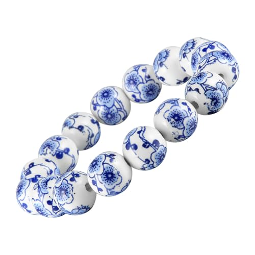 LKXHarleya Women Porcelain Beads Bracelet Vintage Style Blue And White