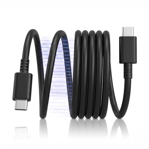Image of Type C to Type C Cable, 25W Fast Charging, 1M Black USB C Charger Cable with Free Cable Protectors, Compatible with Samsung Galaxy S25 /S24 /S23 /S22 /S21, Note Series, A Series & USB Type-C Devices