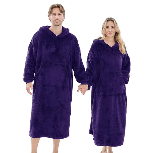 PJGGZ Fleece Wearable Blanket Hoodie for Adults