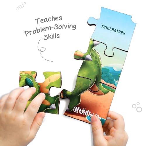 Image of Intelliskills Premium Jigsaw Puzzle for Kids, 36 Pcs Puzzle Set, Set of 4 Fun Learning&Educational Toy for Enhancing Concentration, Puzzle for Kids 3+Years,Best Birthday Gift, BIS Certified (Dinosaur)
