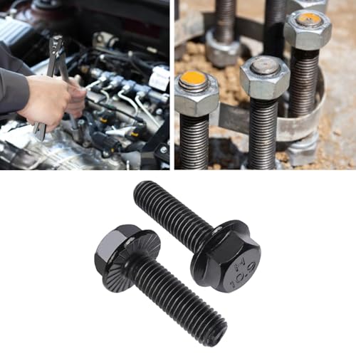 MOUMOUTEN 10 Stück Flansch-Sechskantschrauben, 10.9 Schwarz legierte Schrauben, schwarzes Finish, Sechskantschrauben mit Flanschkopf M12*40