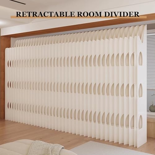 Cloison de séparation rétractable en papier kraft avec étagères et modulable pour bureau