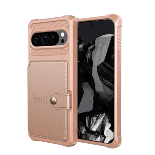 Funda Google Pixel 9 Pro XL magnética a prueba de golpes acabado piel rosa