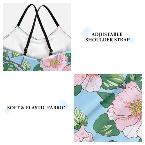 senya Girls Swimsuits One-Piece Swimwear Tie Bathing Suit Beach Summer Round Neck 5-6T Pink Hawaiian Flowers Pattern3