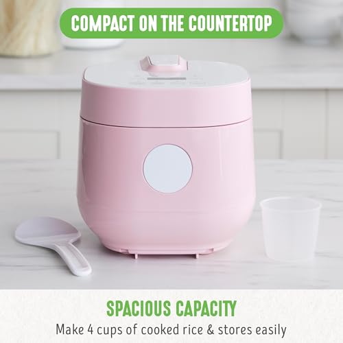 image for GreenLife 4-Cup Digital Rice Cooker, PFAS & PFOA-Free Removable Cerami