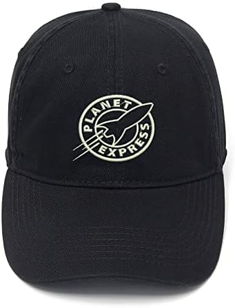 Cijia-Cijia Men's Baseball Caps Planet Express Futurama Embroidered Dad Hat Washed Cotton Embroidery Hat (Black,7 3/8)