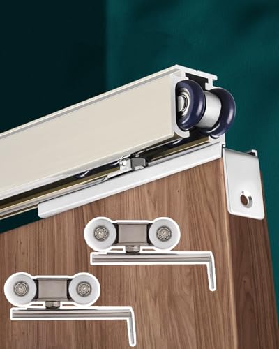 Binario per Porta Scorrevole Kit Ferramenta per Porte Scorrevoli per Armadietti di Piccole Dimensioni, Rulli per Porte a Scomparsa Binario Invisibile per Porta(61cm/24inch/2ft)