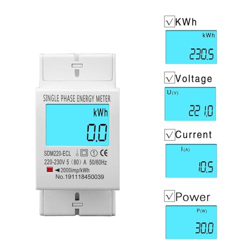 Compteur électrique monophasé 80A 230V avec écran LCD rétroéclairé - 2